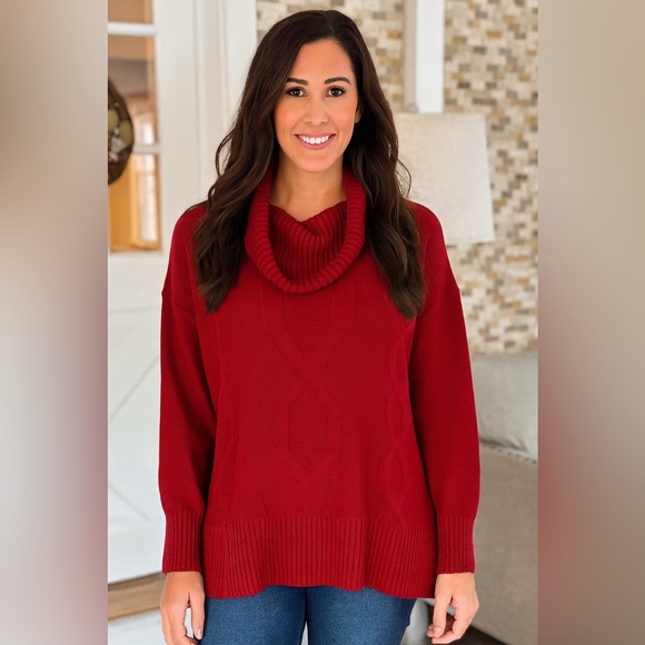 AGB Sweaters - AGB Women's Vibrant Red Cowl Neck Sweater